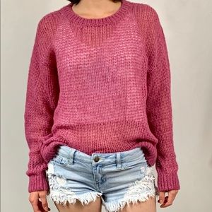 Free People Rose Crochet Knit Pullover Alpaca